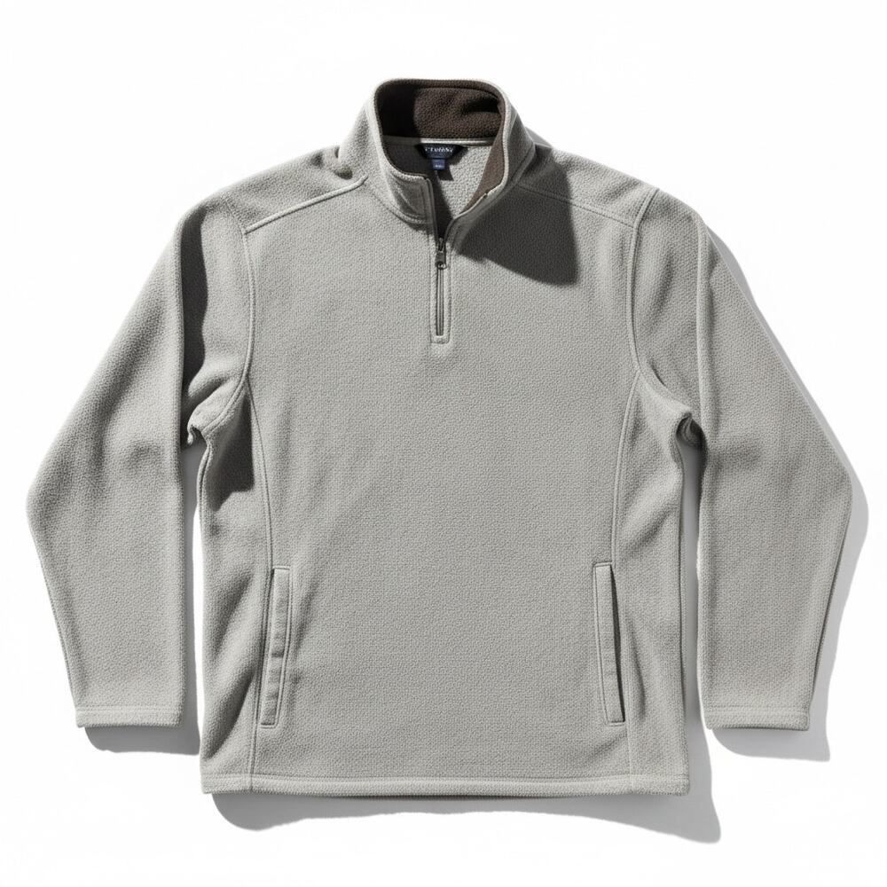 St. John's Bay Fleece Pullover Mens L Gray‎ 1/4 Zip Mock Neck Sweater
